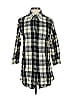 Theory Plaid Black 3/4 Sleeve Button-Down Shirt Size 4 - photo 1