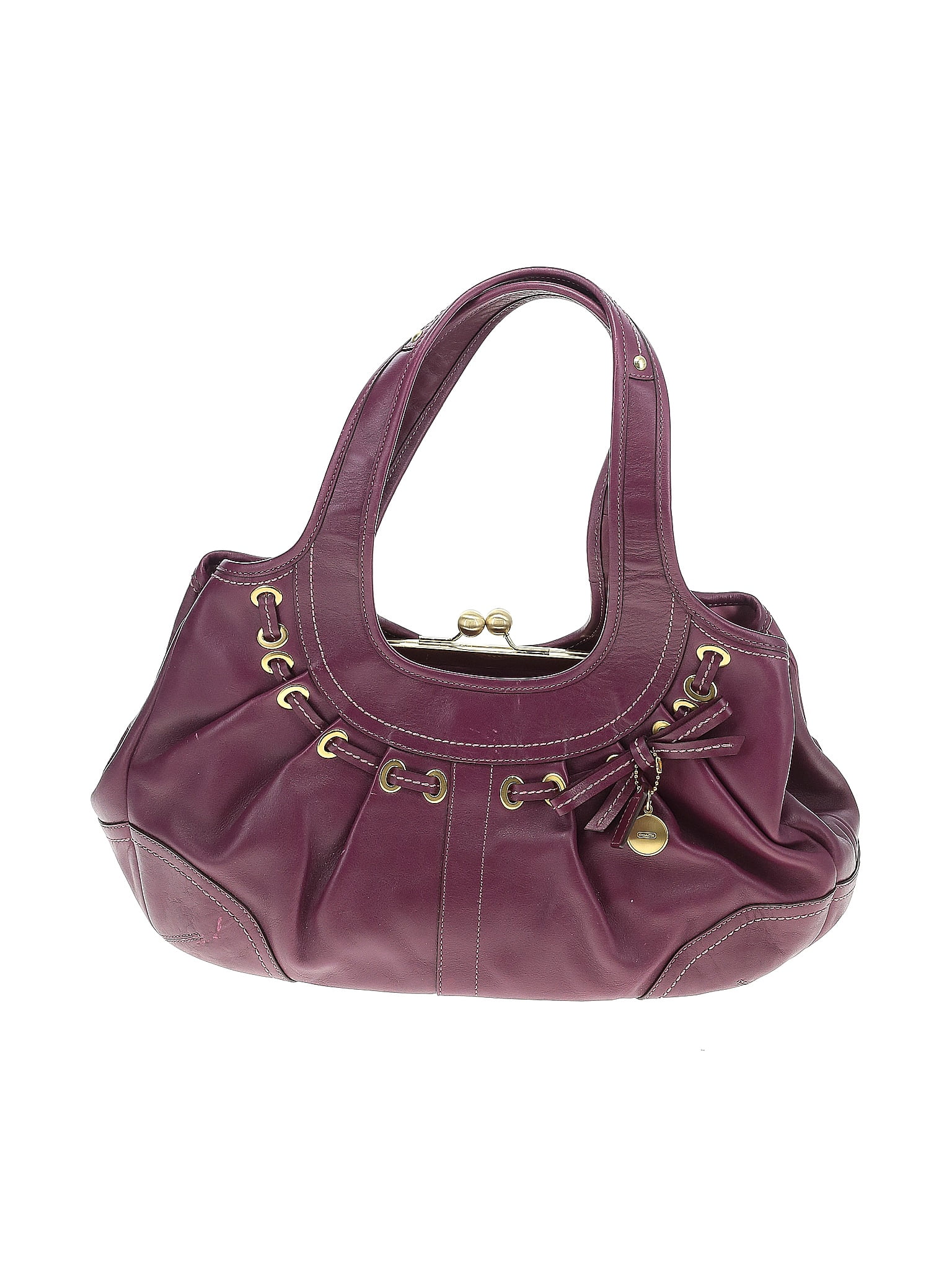 Coach 100% Leather Purple Leather Shoulder Bag One size