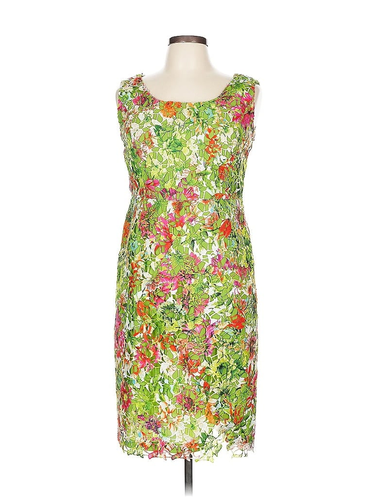 Carlisle 100% Polyester Print Green Cocktail Dress Size 12 - photo 1
