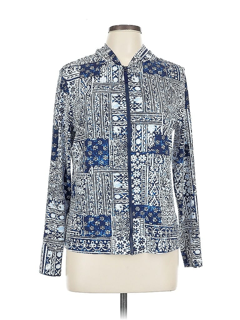 Pre-owned Lands' End Long Sleeve Polo Shirt In Blue