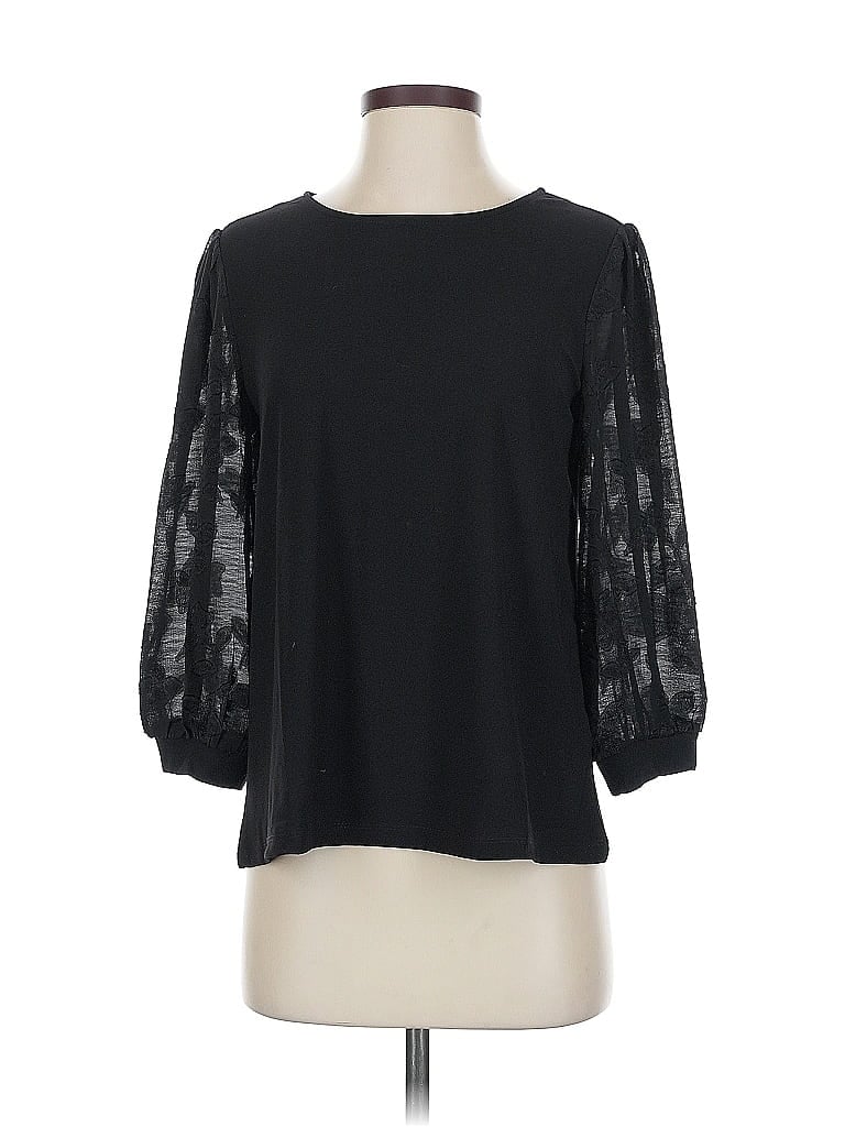 Click to view more detailed imagery on our partner's website Pre-owned Cece 3/4 Sleeve Top Black Boatneck Tops