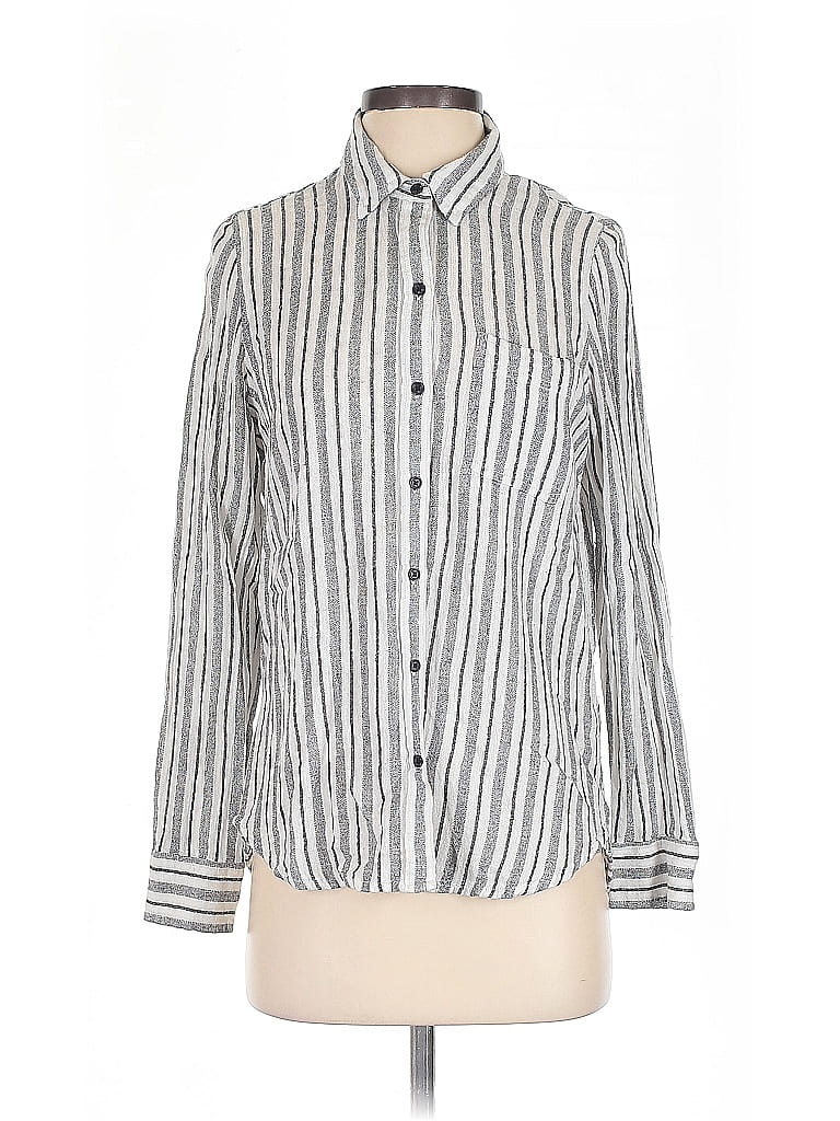 Pre-owned Lucky Brand Long Sleeve Button Down Shirt In Silver