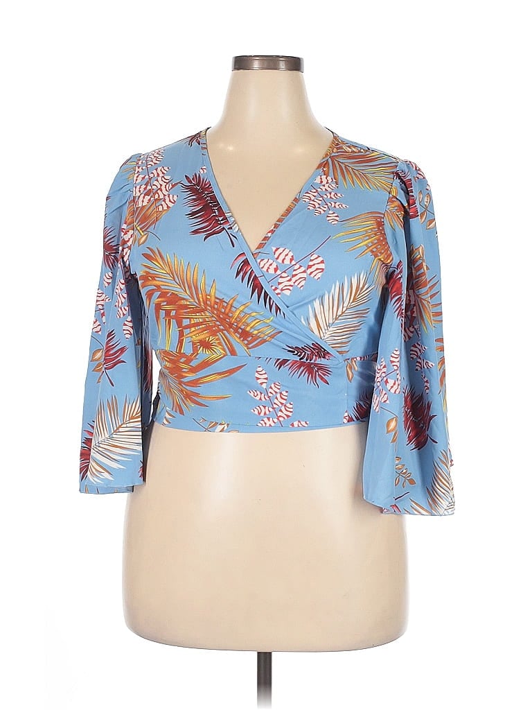 Pre-owned Shein 3/4 Sleeve Blouse In Blue