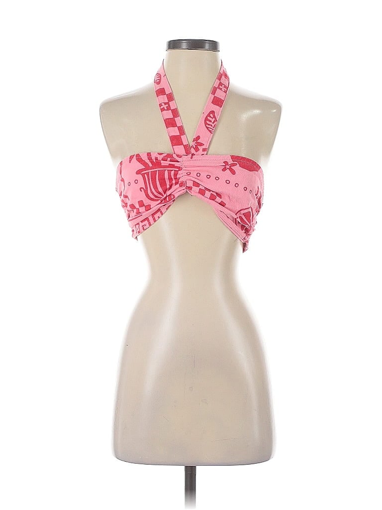 Pre-owned Prettylittlething Tank Top Pink Halter Neckline Tops