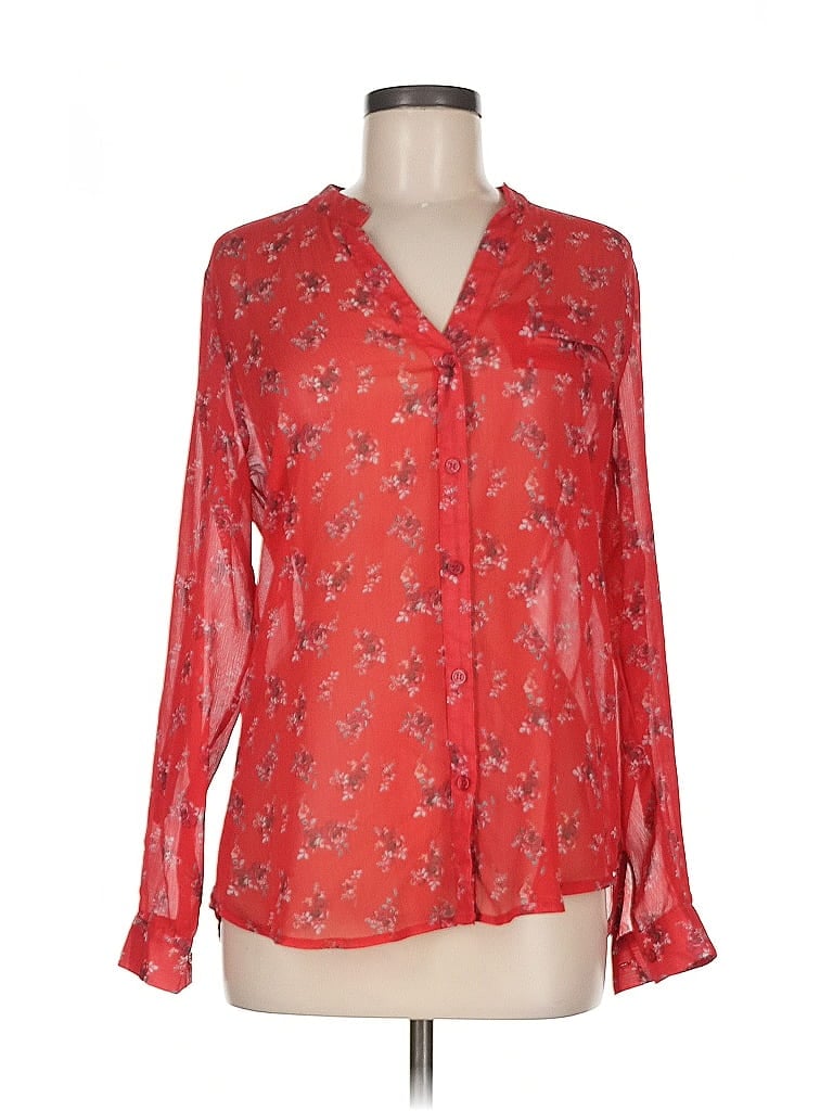 Pre-owned Kut From The Kloth Long Sleeve Blouse In Red