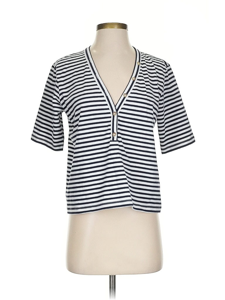 FRAME Blue Short Sleeve Henley Size S