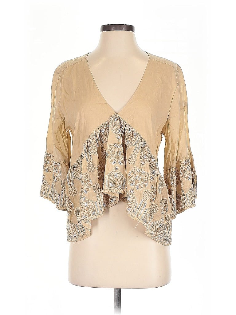 Pre-owned Ruby Yaya 3/4 Sleeve Blouse In Brown