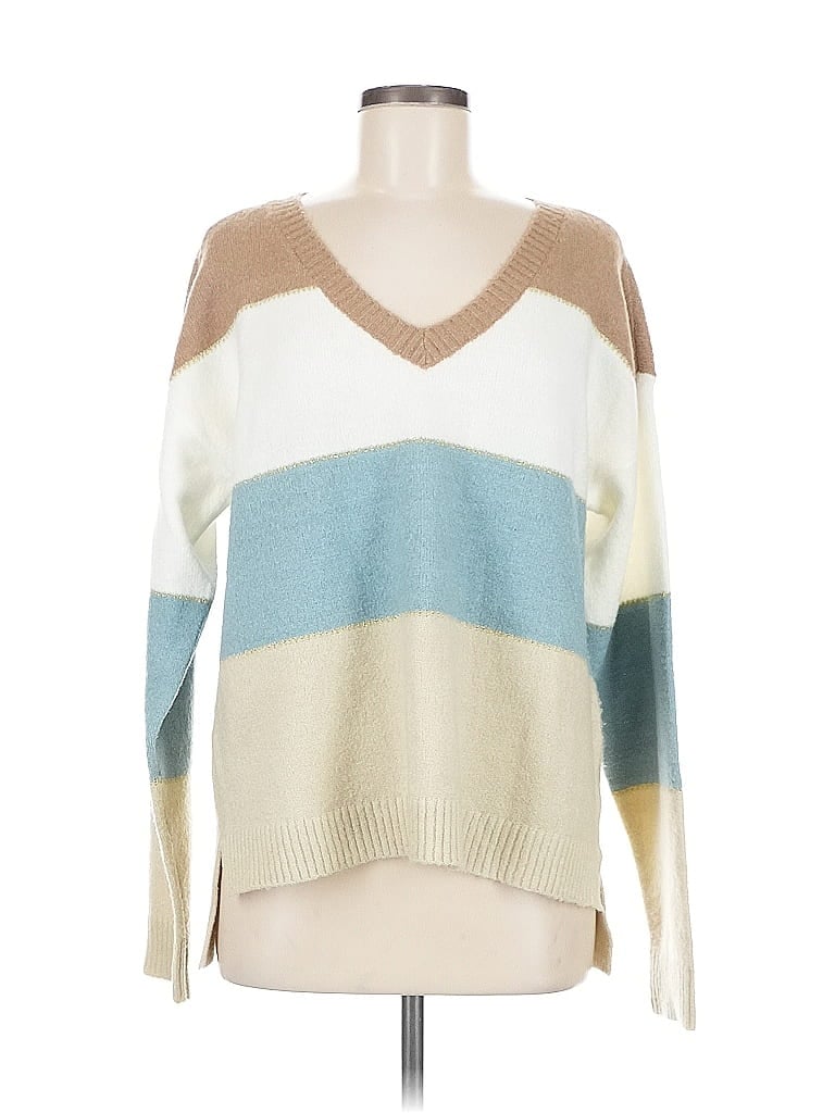 Pre-owned H By Halston Pullover Sweater In White