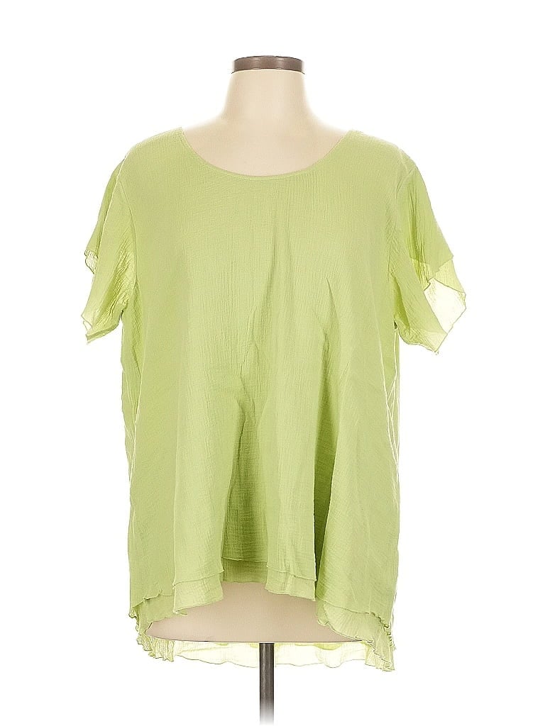 Pre-owned Soft Surroundings Short Sleeve Blouse In Green