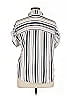 Moa Moa 100% Polyester Stripes Silver Short Sleeve Blouse Size XL - photo 2