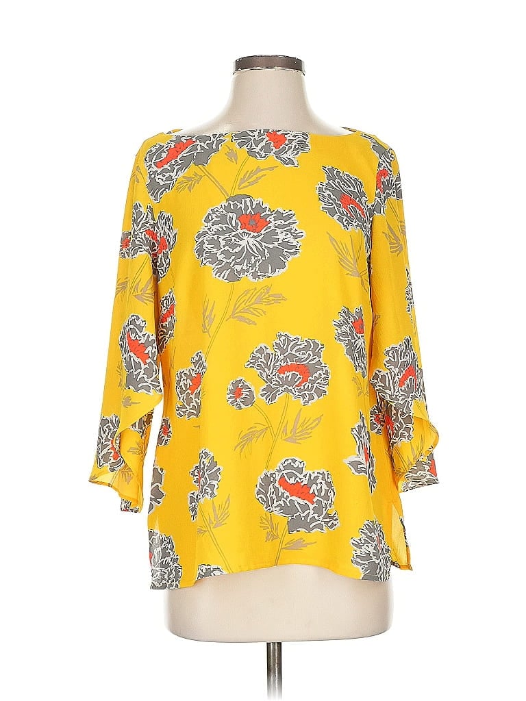 Pre-owned Banana Republic Factory Store 3/4 Sleeve Blouse In Yellow