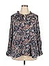 wonderly 100% Rayon Paisley Blue Long Sleeve Blouse Size 2X - photo 1