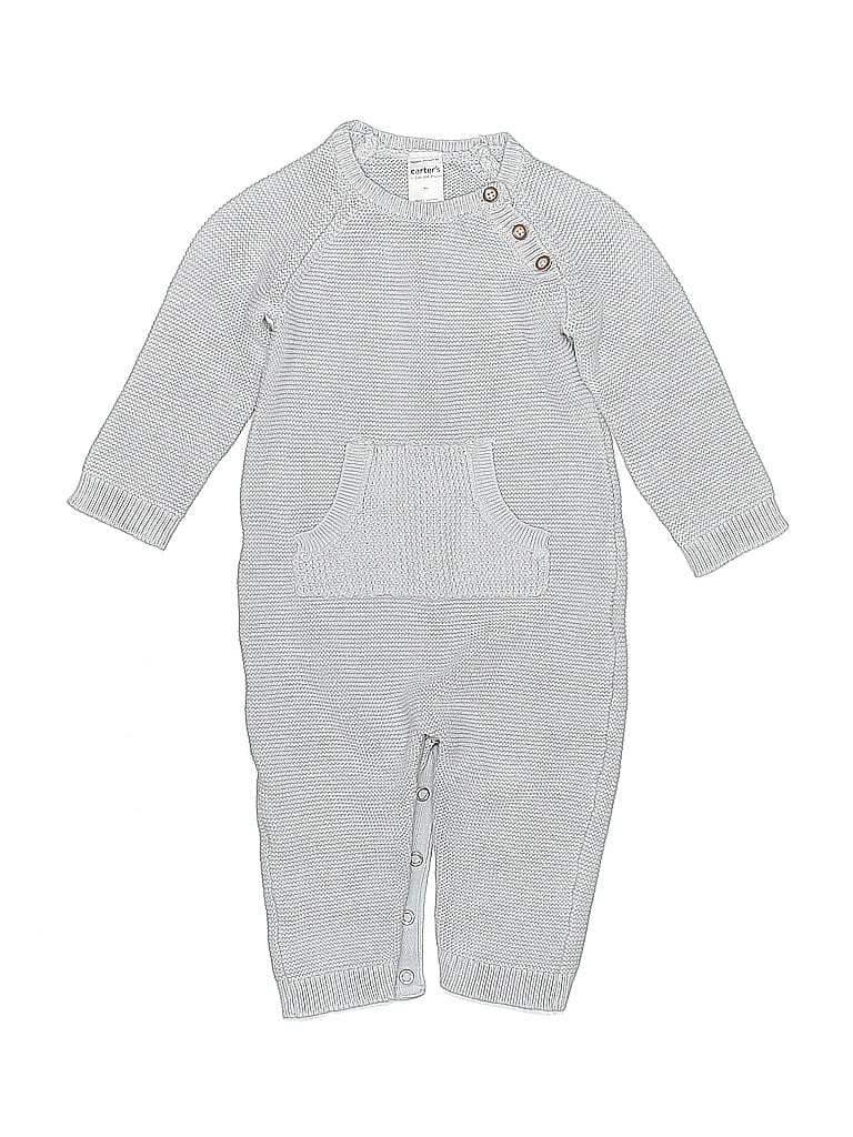 Just One You Made by Carter's 100% Cotton Gray Long Sleeve Onesie 6-9 MO / 9 MO - photo 1
