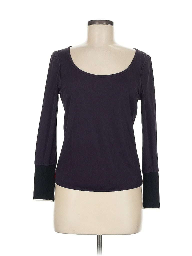 Pre-owned Prada Long Sleeve Top Purple Scoop Neck Tops