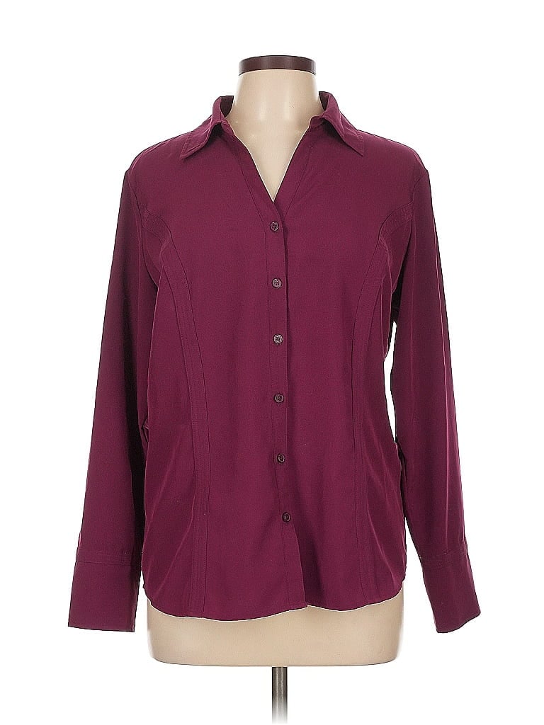 Click to view more detailed imagery on our partner's website Pre-owned Roz & Ali Long Sleeve Blouse In Burgundy