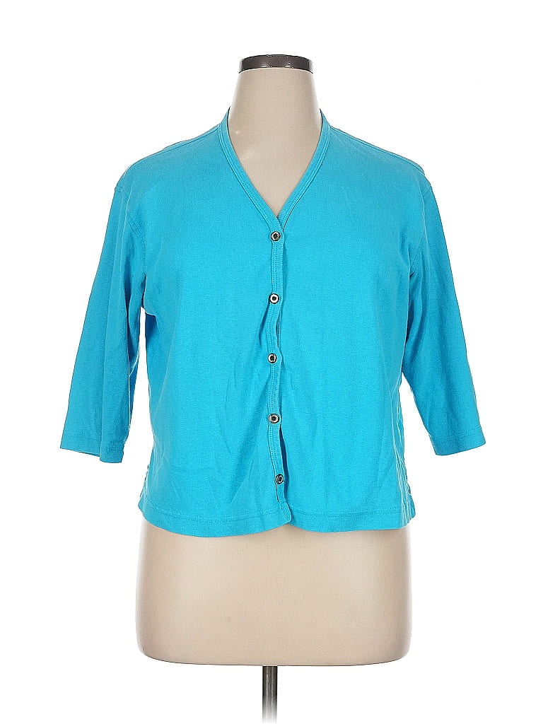 Pre-owned Only 3/4 Sleeve Button Down Shirt In Blue