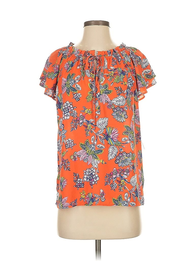 Counterparts Short Sleeve Blouse In Orange