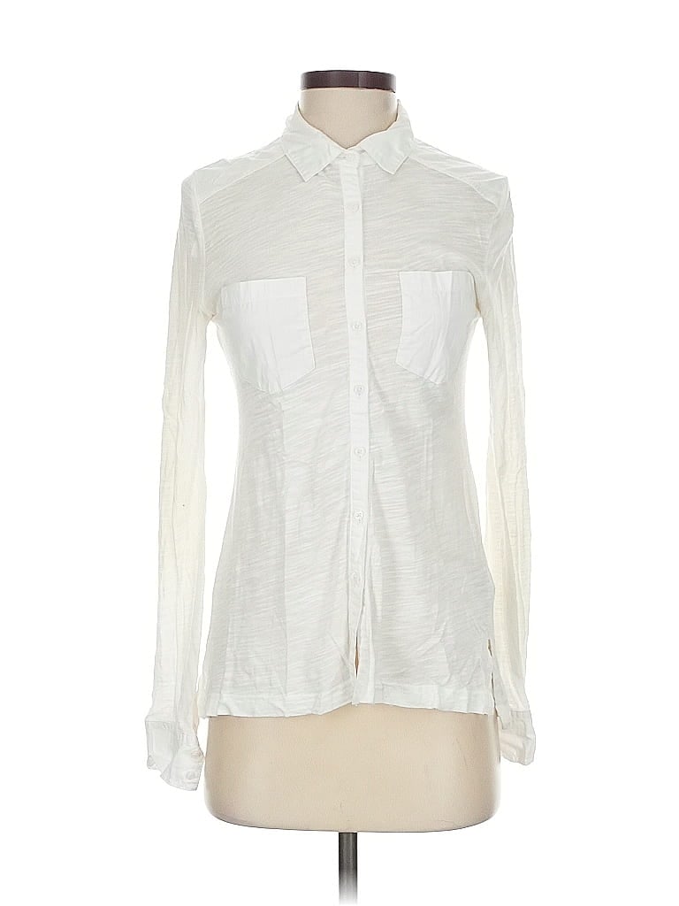 Pre-owned Banana Republic Long Sleeve Blouse In White