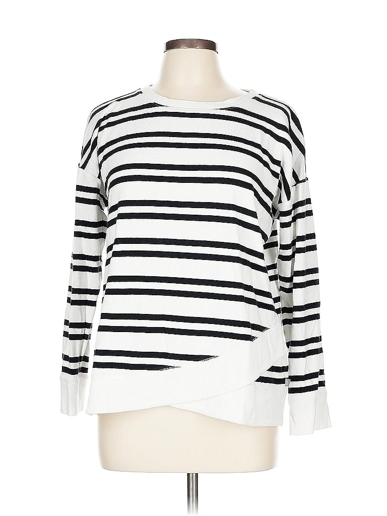 T by Talbots Stripes White Pullover Sweater Size L - photo 1