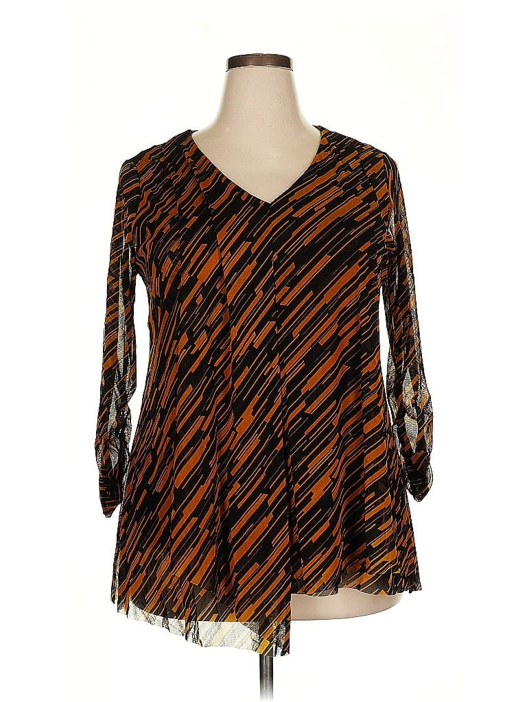Click to view more detailed imagery on our partner's website Pre-owned Alfani 3/4 Sleeve Blouse In Orange