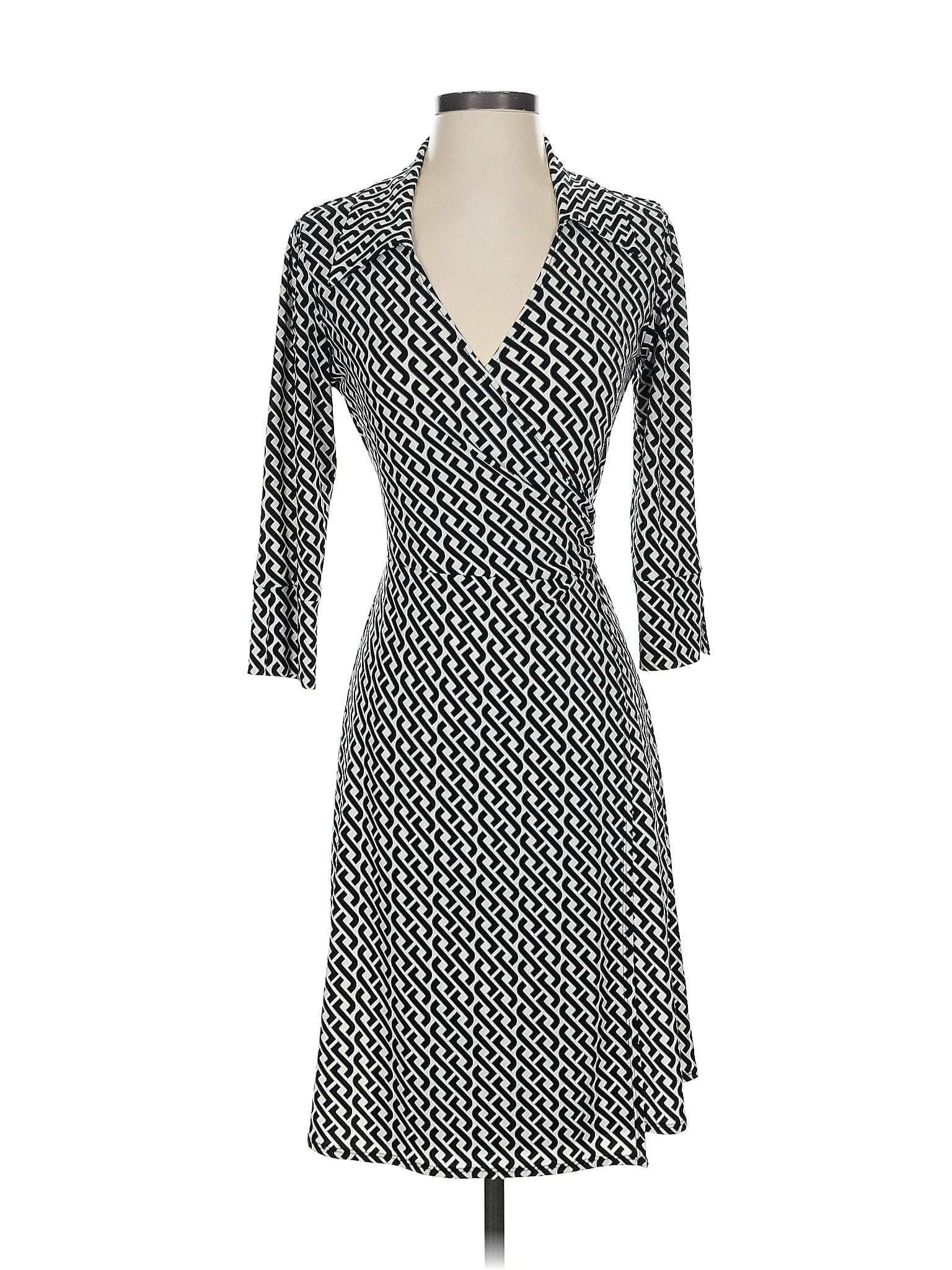 Robe,Robe de soirée blanche à imprimé géométrique,col à revers,manches