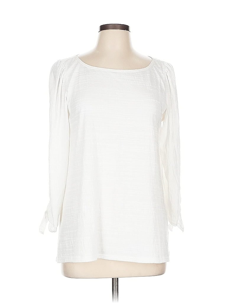 Pre-owned Max Studio 3/4 Sleeve T-shirt In White