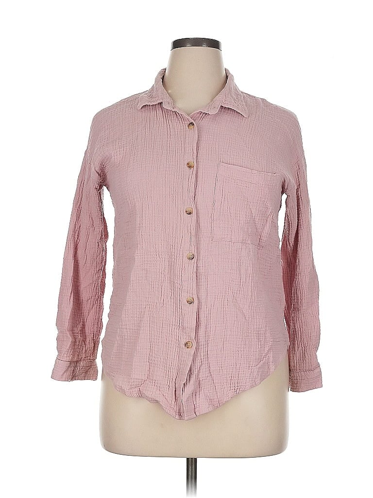 Pre-owned No Comment Long Sleeve Button Down Shirt In Pink