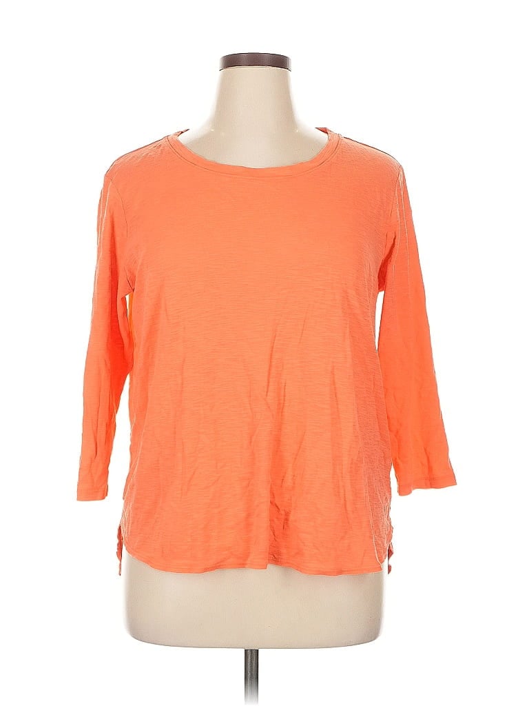 KIRKLAND Signature 100% Cotton Orange 3/4 Sleeve T-Shirt Size XL - photo 1