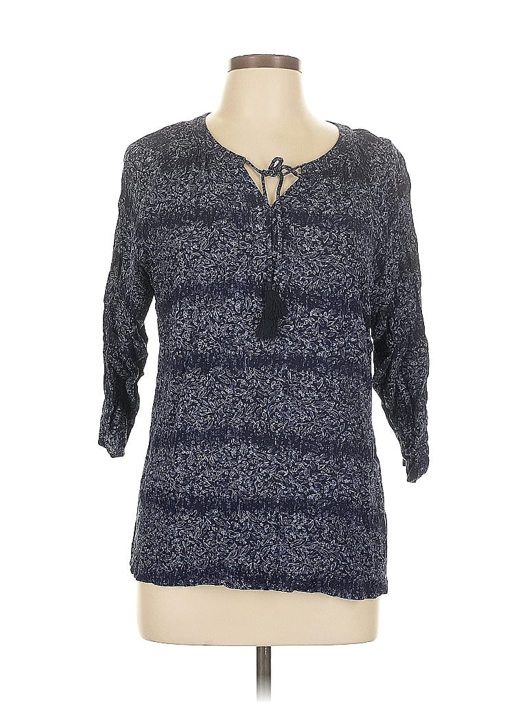 Pre-owned Christopher & Banks 3/4 Sleeve Blouse In Blue