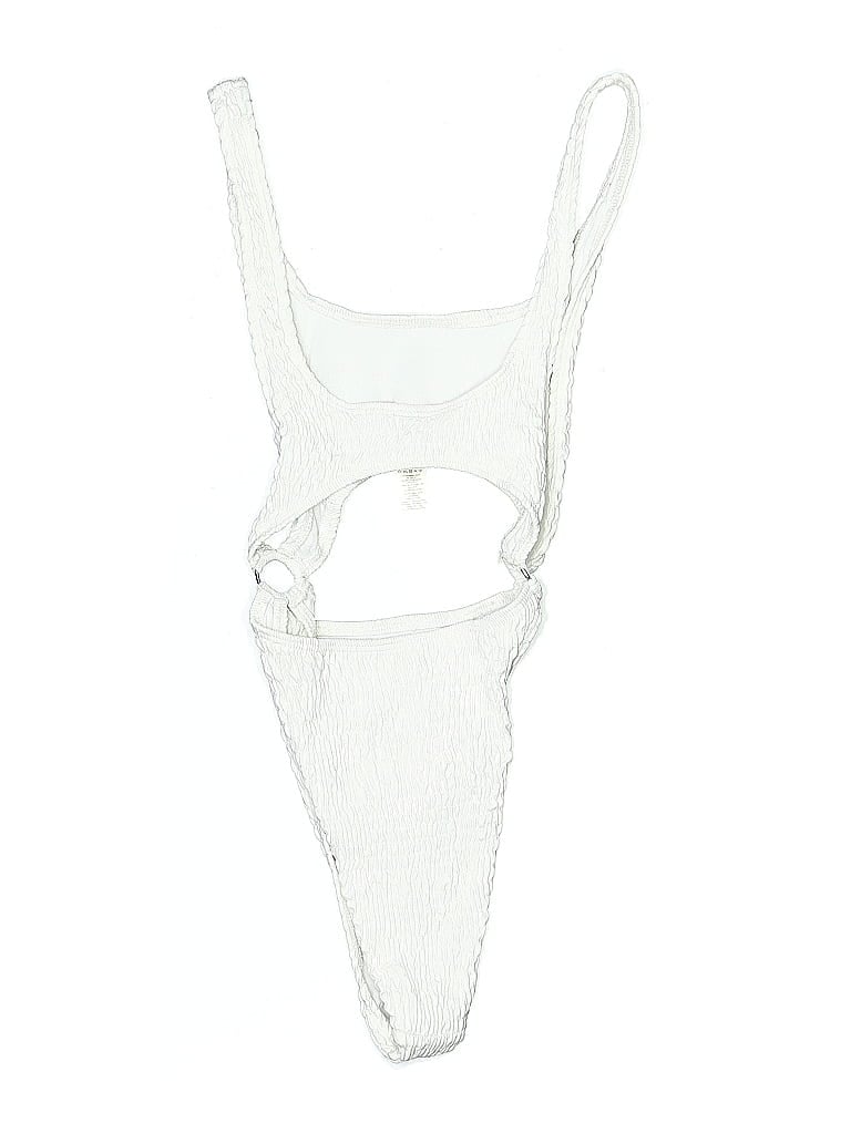 Pre-owned South Beach Swimsuit Top Ivory Tweed Pattern Swimwear In White