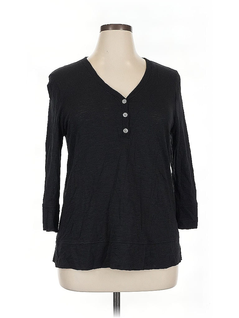 Click to view more detailed imagery on our partner's website Pre-owned Chico's Long Sleeve Henley Shirt In Black