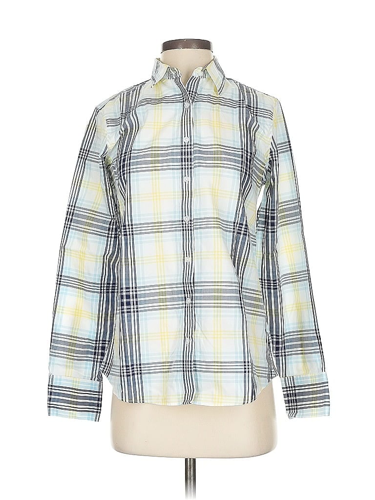 Pre-owned Lands' End Long Sleeve Button Down Shirt In Yellow