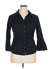 Jm Collection 3/4 Sleeve Button Down Shirt