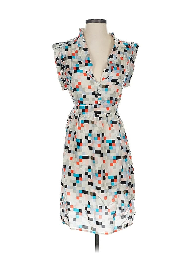 Nique 100% Silk Print Blue Cocktail Dress Size S - photo 1