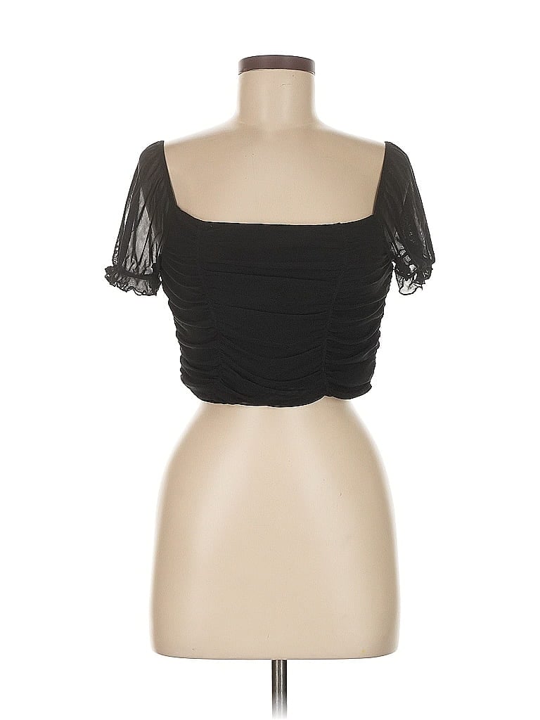 Pre-owned Divided By H&m Short Sleeve Top Black Sweetheart Neckline Tops