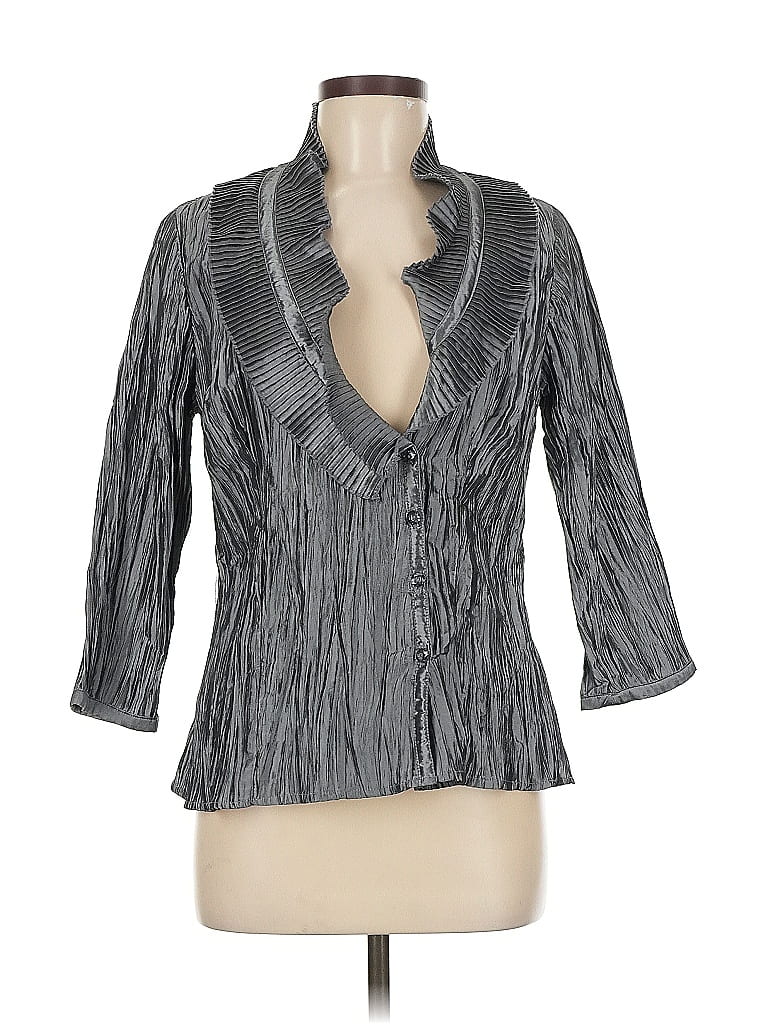 Pre-owned Harve Benard 3/4 Sleeve Blouse In Gray