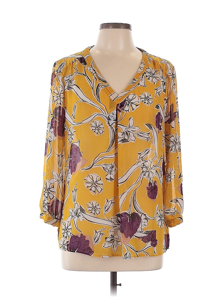 LIZ CLAIBORNE Pre-owned 3/4 Sleeve Blouse In Yellow