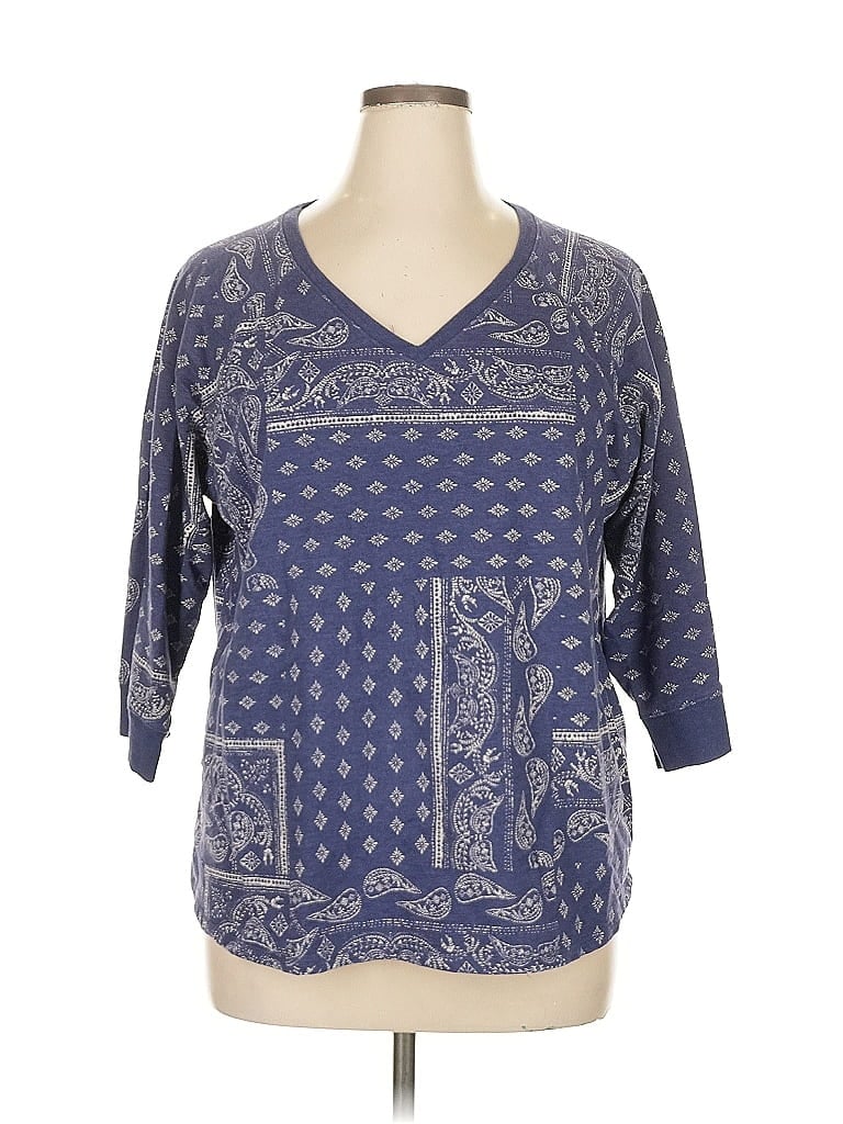 Pre-owned Sonoma Goods For Life 3/4 Sleeve Blouse In Blue