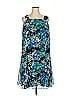 Catherines 100% Polyester Print Blue Cocktail Dress Size 22W - photo 1
