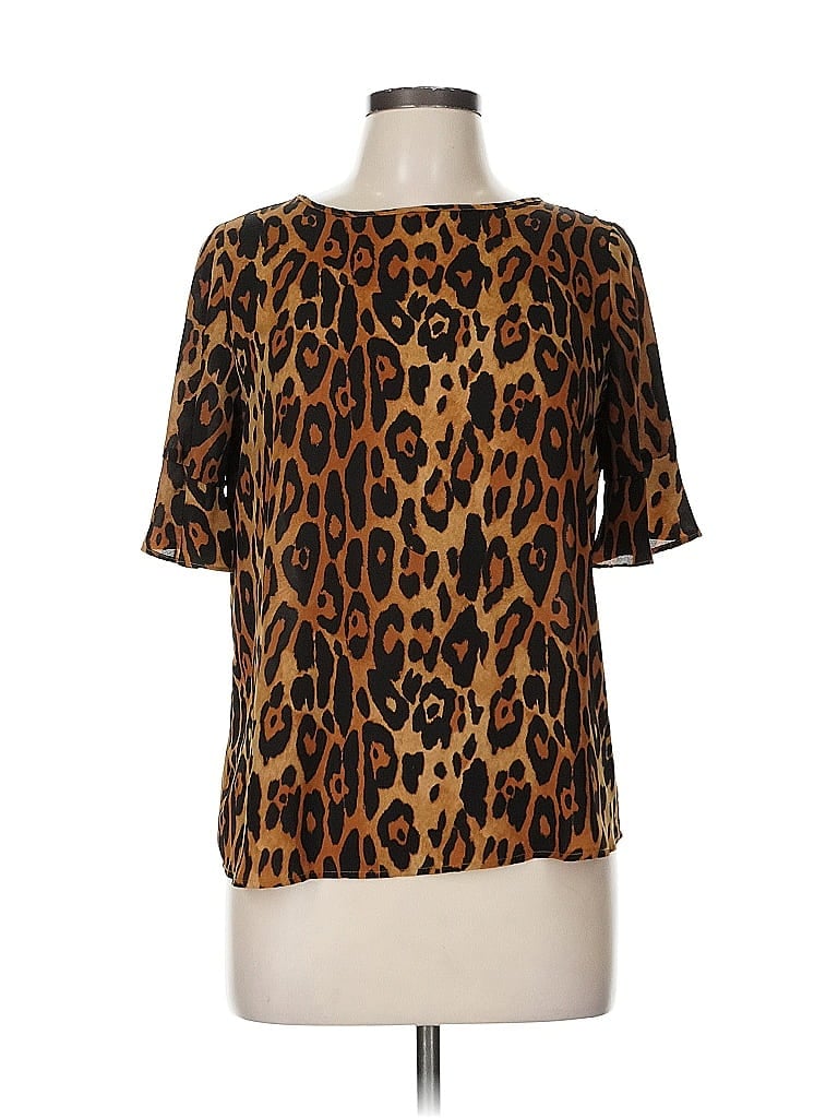 Pre-owned The Limited Outlet Short Sleeve Blouse In Brown