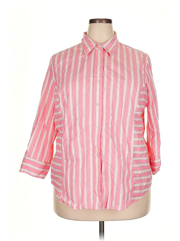 Pre-owned Tommy Hilfiger 3/4 Sleeve Button Down Shirt In Pink
