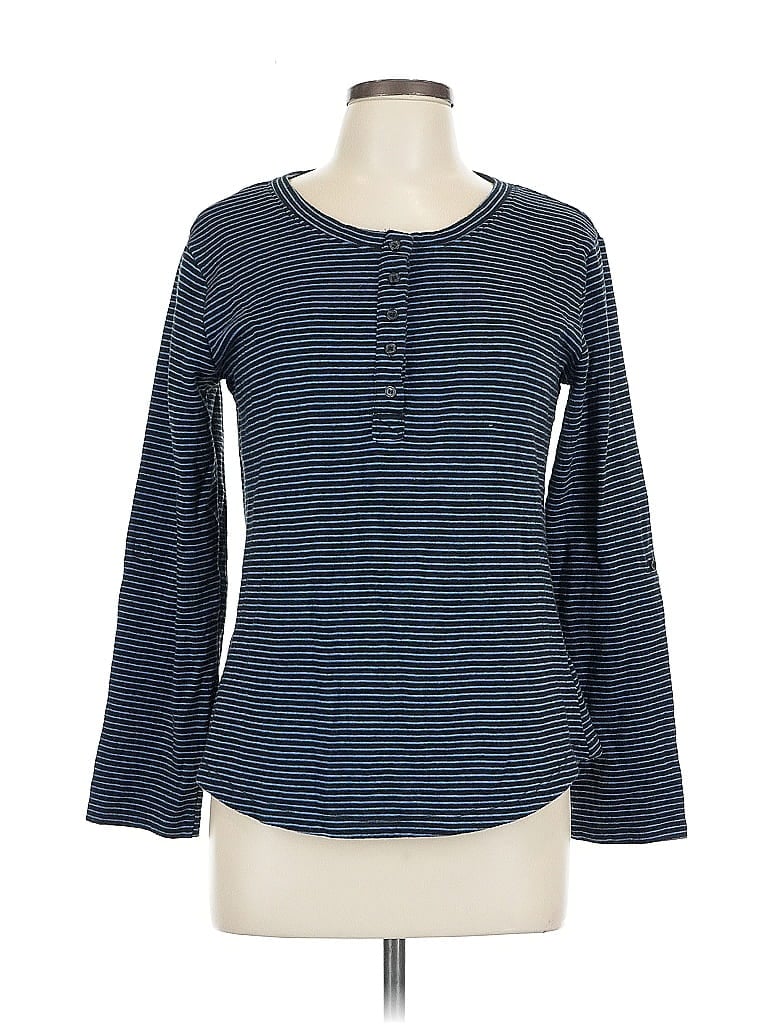 Pre-owned Vintage X America Long Sleeve Henley Shirt In Blue