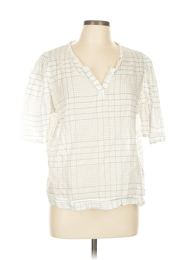 Pre-owned Left Coast By Dolan Short Sleeve Blouse In White