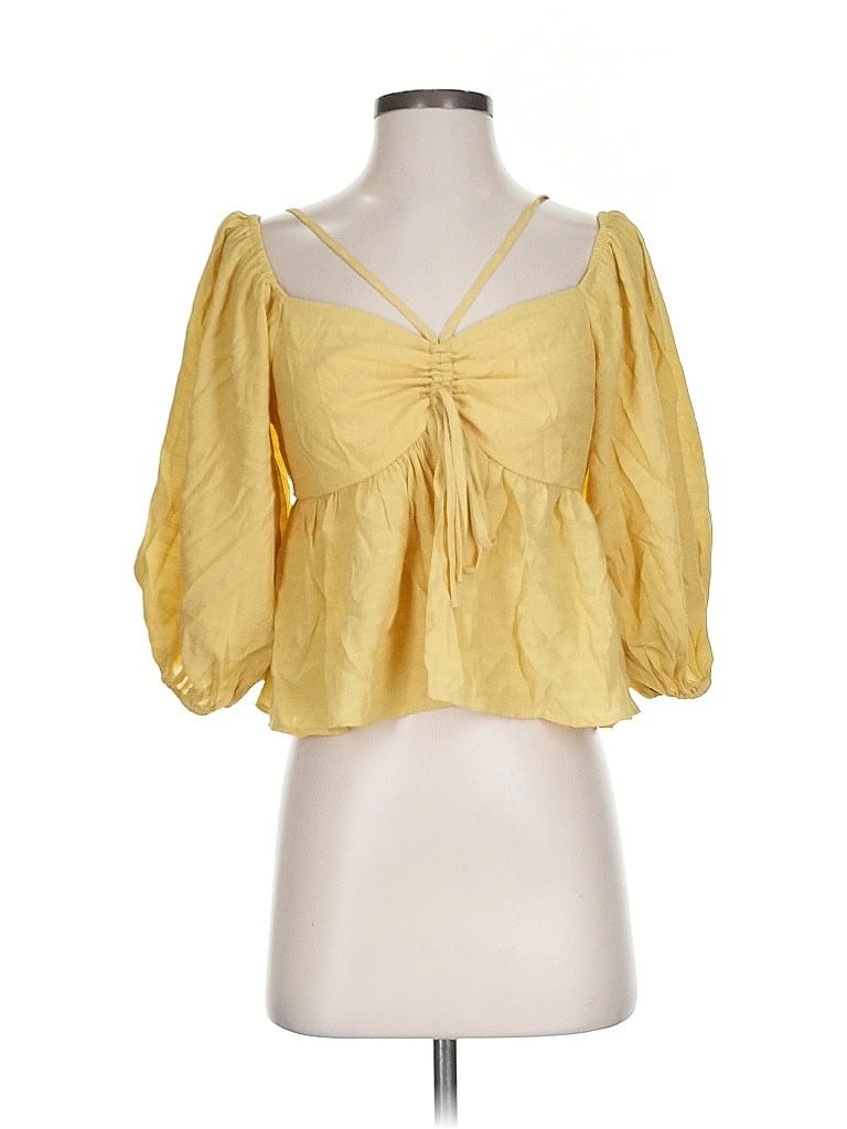 Nikki's Beach House Boutique Yellow 3/4 Sleeve Blouse Size S - photo 1