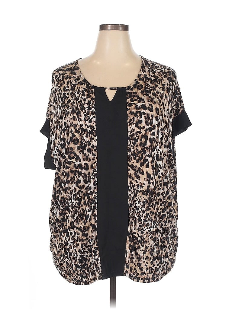 Pre-owned Bobeau Short Sleeve Blouse In Brown