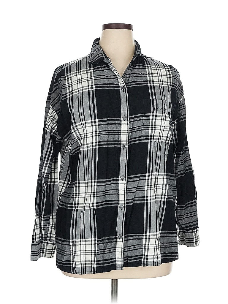 Pre-owned Old Navy Long Sleeve Button Down Shirt In Black