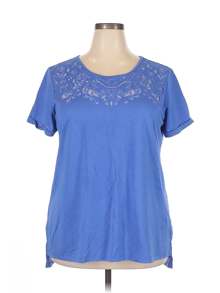 C. WONDER Pre-owned Short Sleeve Top Blue Keyhole Neckline Tops