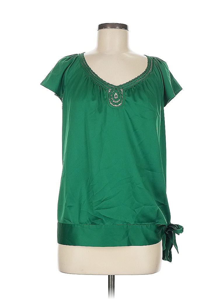 Pre-owned Banana Republic Factory Store Short Sleeve Blouse In Green
