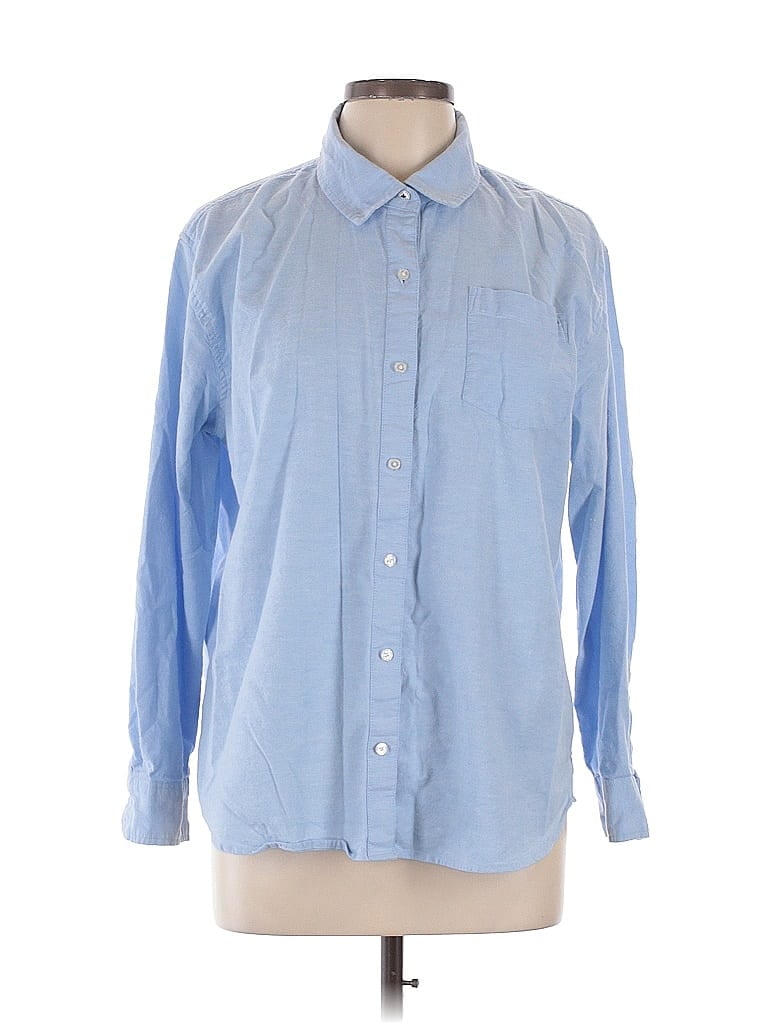 Pre-owned Crown & Ivy Long Sleeve Button Down Shirt In Blue