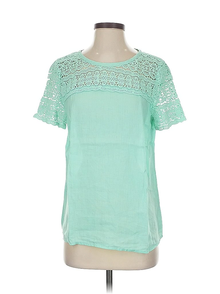 Click to view more detailed imagery on our partner's website Pre-owned J.crew Factory Store Short Sleeve Top Teal Crew Neck Tops In Blue